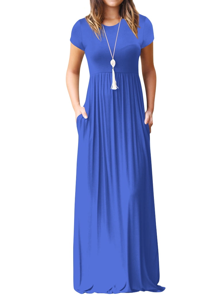 ZXZY Women Short Sleeve Tank Top Long Dress Beach Maxi Dresses
