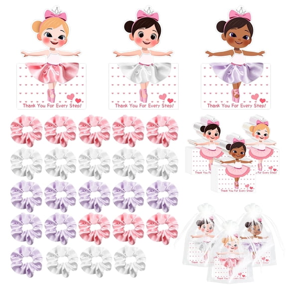 SINGOMON 24Pcs Party Gift Set, Cards with Hair Tie Combo, Birthday Gift for Women's Birthday Party Exchange Gifts, and Party Giveaways