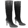 thumbnail image 4 of RONILURN Womens Rhinestone Knee High Boots Sparkly Slouchy Tall Boots Pointed Toe High Heel Wide Calf Glitter Stiletto Boot for Women, 4 of 8