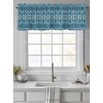 thumbnail image 2 of Curtain Valance for Windows,Blue Moroccan Abstract Plaid Kitchen Valances Rod Pocket Short Curtains,Watercolor Gradient Color Block Window Treatment Panel for Bedroom Bathroom 42"x18", 2 of 7