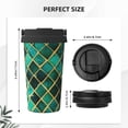 thumbnail image 3 of Fotbe Green Mosaic Glass Printed Insulated Travel Coffee Mug Spill Proof Leak Proof Stainless Steel Coffee Tumbler Reusable Coffee Cups with Lids Thermos, 3 of 8