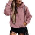 thumbnail image 2 of Womens Hoodies Half Boutton Drawstring Hooded Sweatshirts Lightweight Pullover Tops With Pocket, 2 of 6