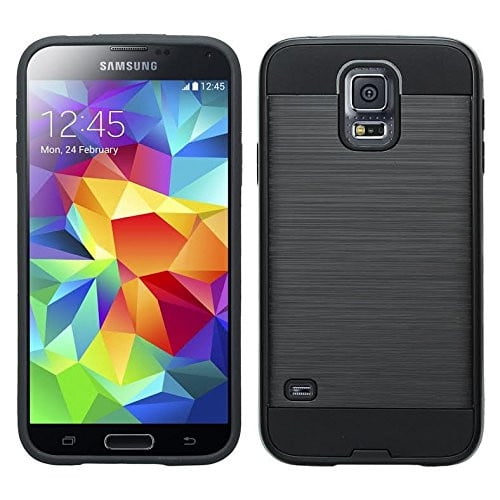 Vergelijking Grote waanidee speling Galaxy S5 Case, Slim Hybrid Dual Layer[Shock Resistant] Armor Case For  Galaxy S5 - Brush Black - Walmart.com