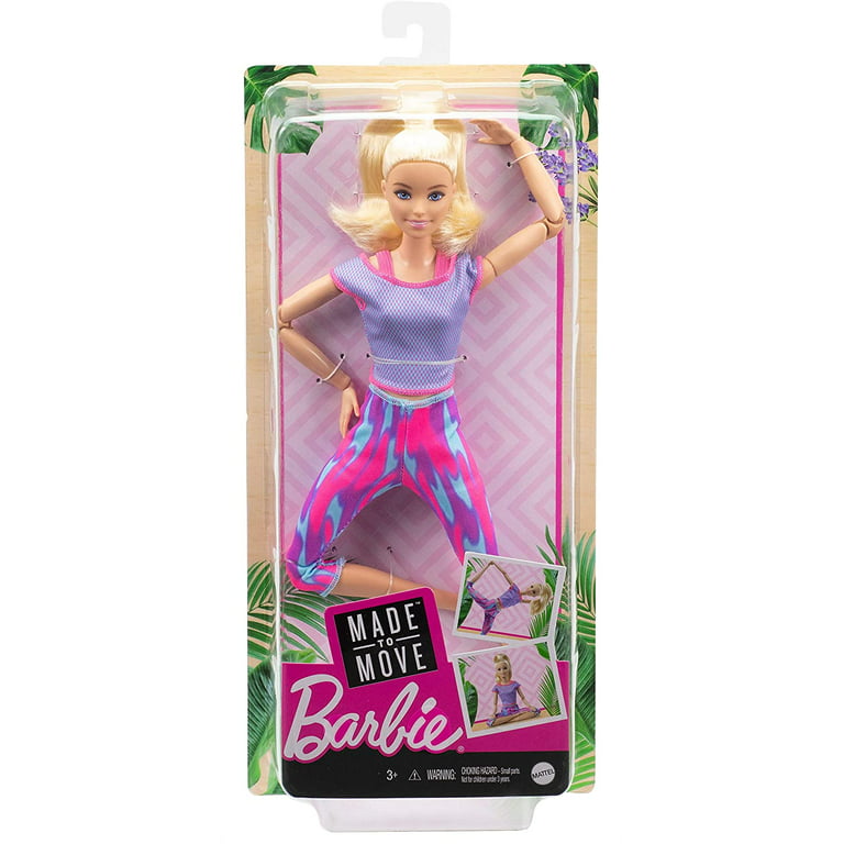 shuttle diameter Arbejdsløs Barbie Made to Move Doll with 22 Flexible Joints & Long Blonde Ponytail  Wearing Athleisure - Walmart.com