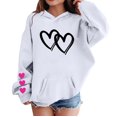 thumbnail image 3 of CPNG Girls Hoodies Tops Double Heart Print Long Sleeve Hooded Sweatshirts with Front Pocket Kids Loose Fit Daily Pullover Sweatshirt, 3 of 5