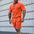 thumbnail image 2 of Summer Savings Clearance! Edvintorg Streetwear Men's Cotton Linen Single-Breasted Unhooded Casual Sports Suit Short Sleeve And Shorts Set 2 Piece Oversized Clothing, 2 of 7