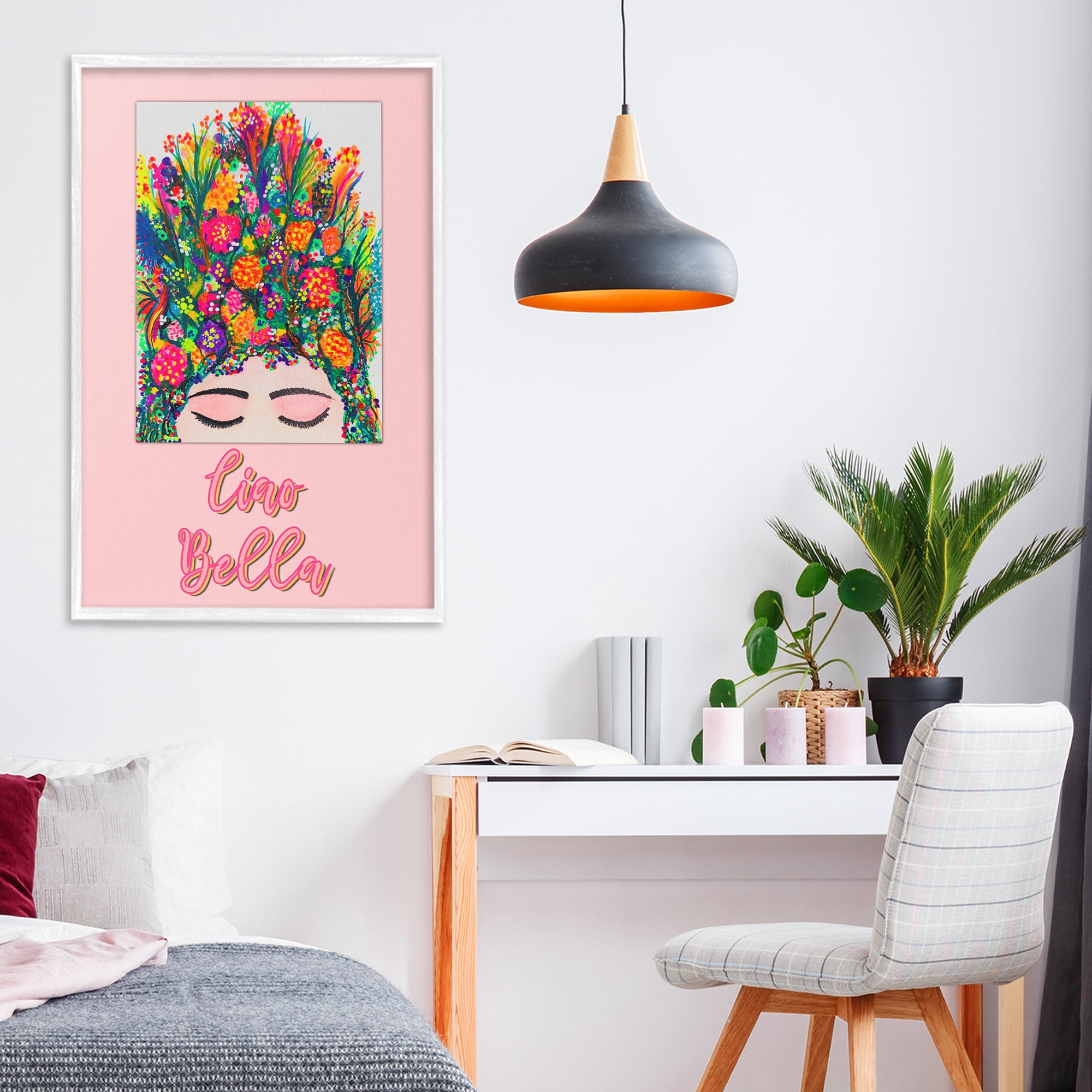Stupell Industries Ciao Bella Floral Woman White Framed Giclee Art, design by Pooja Dave