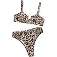 thumbnail image 1 of Traje de baño de cintura alta con corte de leopardo para mujer Negro y marr贸n M Negro y marr贸n M Xishao ropa, 1 of 2
