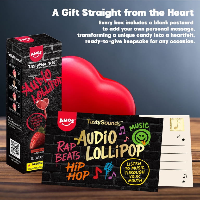 Amos Music Lollipop Gift Box, Hip hop Music Lollipops Mixed Fruit