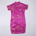 thumbnail image 5 of Otqutp Chinese Traditional Clothes for Toddler Big Kids Short Sleeve Stand Up Collar Floral Print Chinese New Year's Gown Holiday Dresses (Hot Pink-a,4-5 Years), 5 of 9