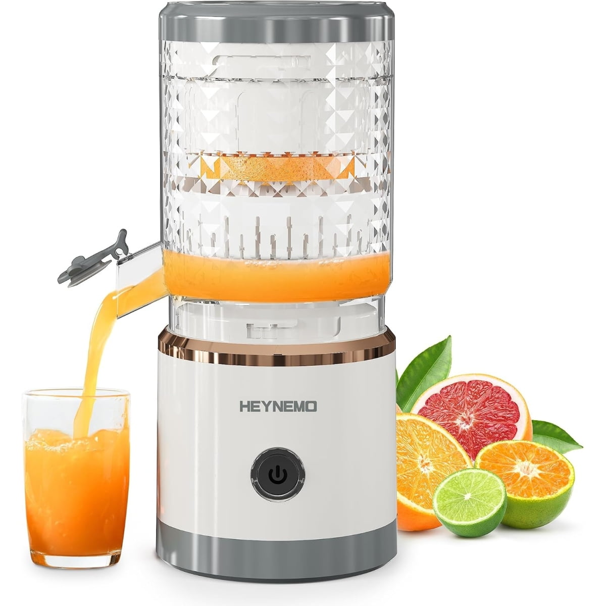 Electric Citrus Juicer 90W Automatic Fruit Squeezer 15000 RPM for Orange Lemon Grapefruit Compact Easy‑to‑Clean Juicer Machine with Cleaning Brush Gray