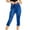 Blue, variant on Mrat Women's Capris Pants Elastic Loose Pants High Waisted Loose Cropped Trousers Pants Wide Leg Capris for Women Casual Summer Black XXL