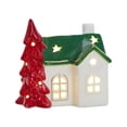 thumbnail image 2 of yuHome Christmas Lighted Snow House Ceramic Decor Ornament | Led Winter Village Tabletop Figurine with Glowing Window | Festive Holiday Mantel Shelf Windowsill Decoration for Home Winter Themed Party, 2 of 7