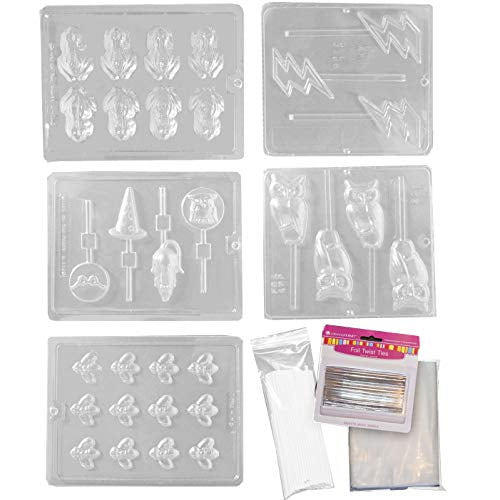 Harry Potter Chocolate Frog Mold Kit - Includes 5 Molds, 100 Sticks, 100 Bags, 50 Ties