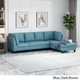 thumbnail image 2 of Noble House Tilden Fabric Sectional Sofa with Ottoman Seating Set, Blue, 2 of 12