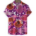 thumbnail image 1 of Cartoon Sea Animals Fish 3d Print Shirt Men StarShells Pattern Short Sleeve Tees Fashion Summer Button Lapel Blouse Tops, 1 of 5