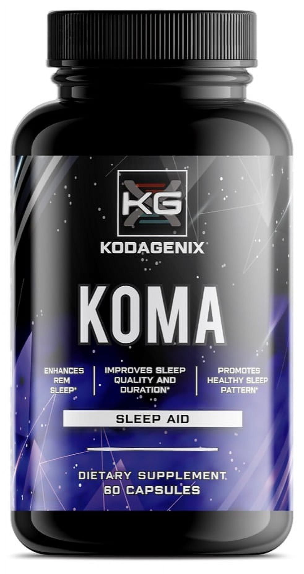 Kodagenix Koma: Natural Sleep Aid for Stress Reduction, Relaxation, Faster Sleep Onset, Better Sleep Quality and Sleep Cycle Regulation. Formulated with Magnesium, Zinc, Ashwagandha,