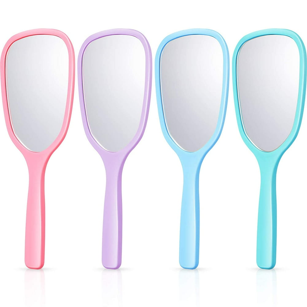 4 Pieces Handheld Hand Mirror Makeup Hand Mirrors with Handle Travel