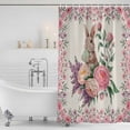 thumbnail image 3 of Easter Bunny Roses Shower Curtain, Waterproof Shower Curtains for Bathroom, Pink Floral Spring Linen Washable Fabric Bathtub Curtain Set Bath Decor with 12 Hooks 48"x72", 3 of 8
