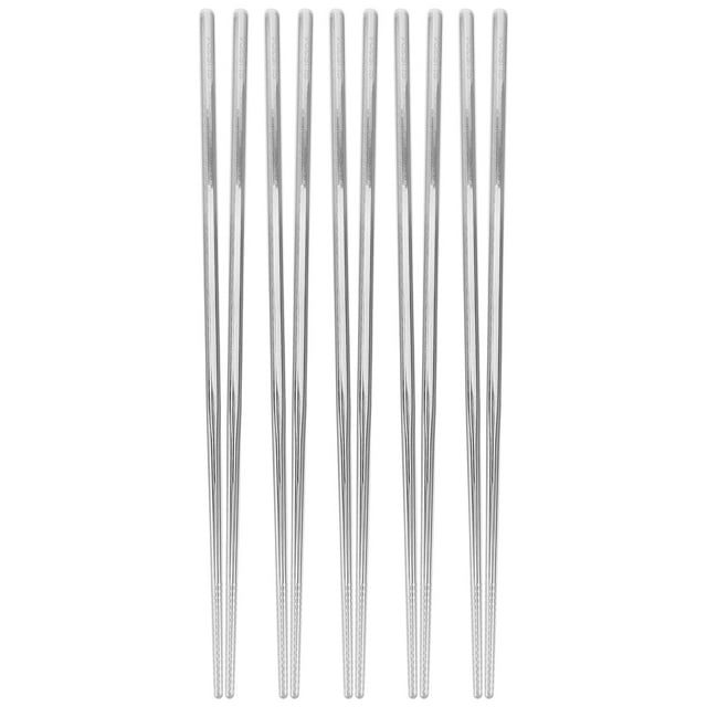 GOOHOCHY Juego de 5 pares de palillos chinos de acero inoxidable, antideslizantes, aptos para lavavajillas, reutilizables, para comidas en casa y fiestas.