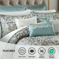 thumbnail image 2 of Madison Park Luxury 24PCs Comforter Set with Window Curtains,Room in a Bag,24 pieces-Teal,Queen, 2 of 7