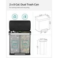 thumbnail image 2 of Kitchen Trash Can 60L Dual Compartment Stainless Steel Garbage Can with 15 Trash Bags Silver Count, 2 of 6
