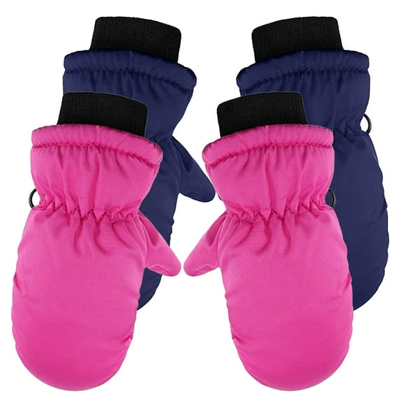 AWZXDE Warm Winter Gloves for Kids - 2 Pairs Full Finger Skiing Mittens for Boys and Girls - for Outdoor Activities H,One Size