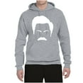 thumbnail image 2 of Wild Bobby, White Parks and Rec Fans Ron Swanson Mustache Face Silhouette, Pop Culture, Unisex Graphic Hoodie Sweatshirt, Heather Grey, XX-Large, 2 of 4