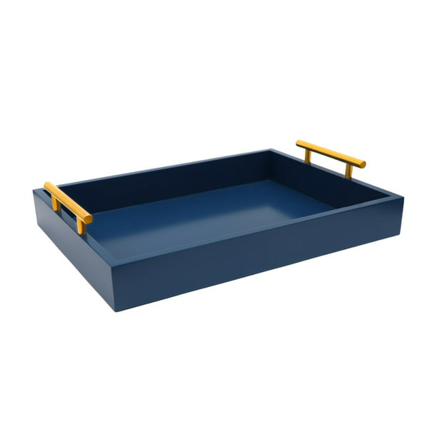 Jollycaper Coffee Table Tray Serving, Navy Coffee Table Tray