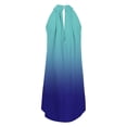 thumbnail image 6 of Womens Dresses Summer Sleeveless Halter Neck Sun Flowy Knee Length Irregular Beach Casual Dress Blue XL, 6 of 6