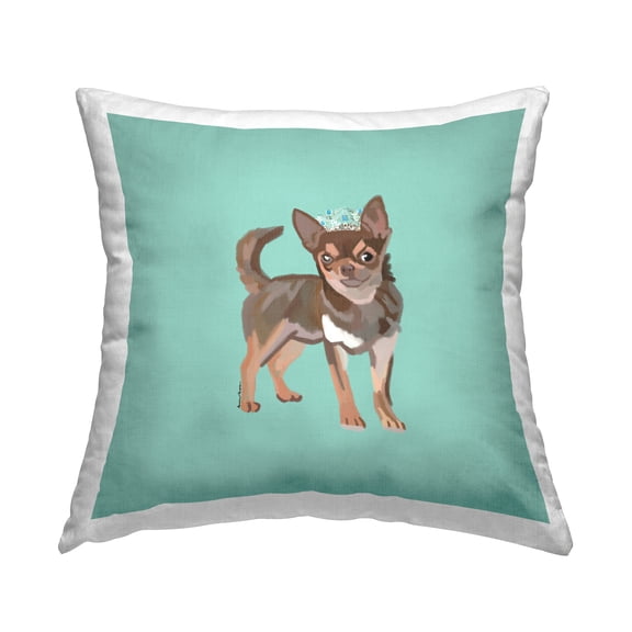 Stupell Industries Chihuahua with Crown Decorative Printed Throw Pillow Design by Amelia Noyes