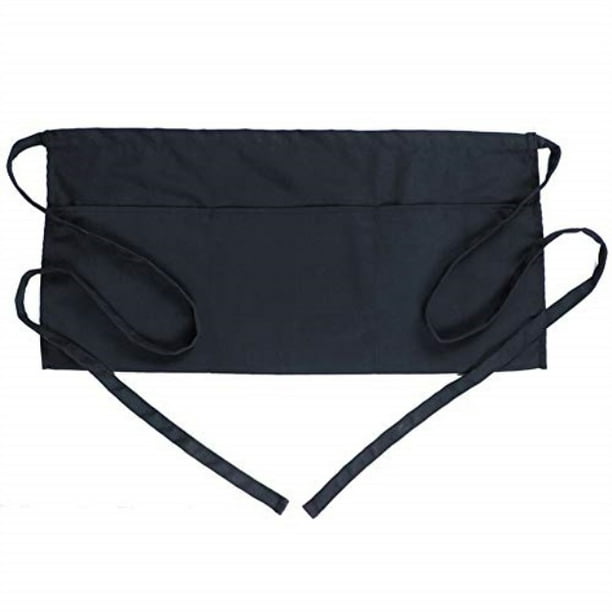 BOHARERS Waist Apron with 3 Pockets Black Waitress Waiter Server Half