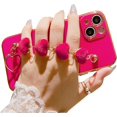 thumbnail image 4 of for iPhone 15 Pro Max Case with Wrist Strap, Cute Love Heart Chain Bracelet Luxury Plating Bumper Soft Silicone Shockproof Women Girls Protective Case for iPhone 15 Pro Max 6.7 Inch (Black), 4 of 4