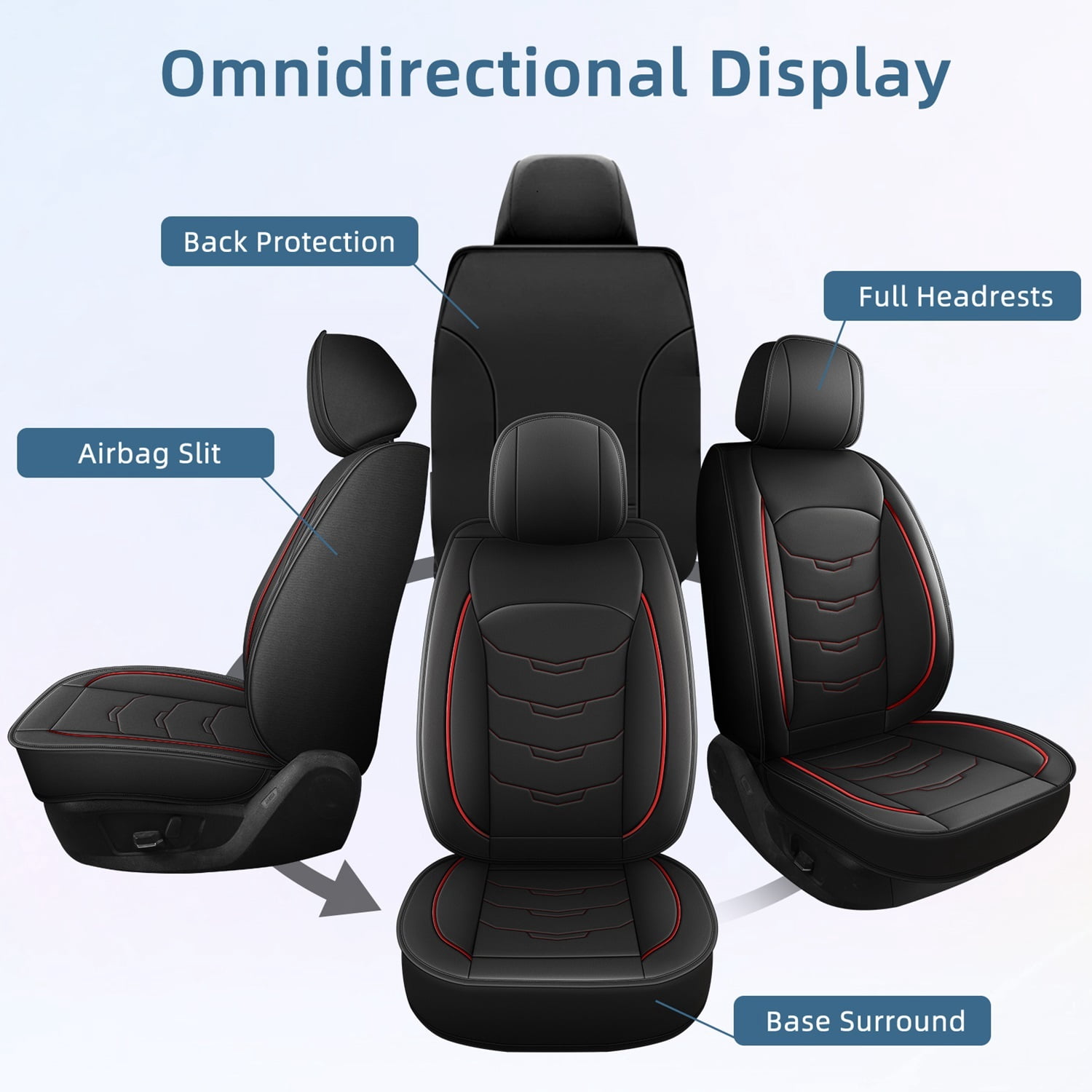 LAONNVIR Front Seat Covers for Honda CR-V/CRV 2007-2024 2025: Front Set Waterproof Leather Vehicle Seat Cushion Luxury Automotive Protector,Red Front Set(2 Seats)