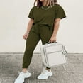 thumbnail image 4 of Women’s Two Piece Outfit Short Sleeve Pullover With Drawstring Long Pants Tracksuit Jogger Set, 4 of 6