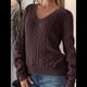 thumbnail image 5 of Suéter de Punto de Larga para Mujer, Jersey Ajustado con Cuello en V, Ropa Informal de Negocios para Otoño Color Café M, 5 of 7