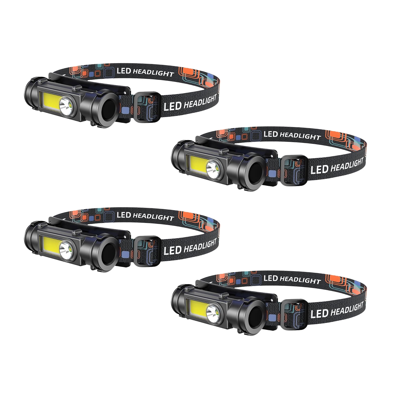 Mewmewcat LED Head Lamp Outdoor Flashlight Headlamps 4pcs with