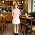 thumbnail image 2 of EnJoCho Girls Short Sleeve Pol𝗈 Shirt Summer Knit School Unifor𝗆 Blouse V Neck Cable Pullover Sweater Tops Cable Knit Girls Sweater Fall 5-14 Years, 2 of 8