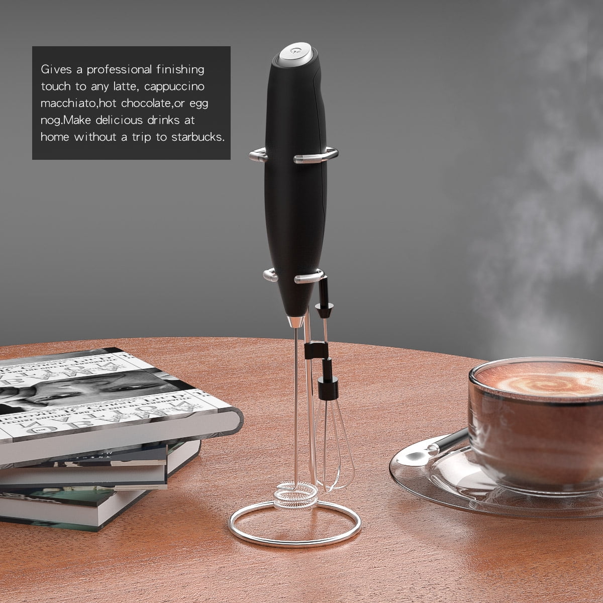Electric Hand Mixer Espresso Cappuccino Coffee Maker – Silver –