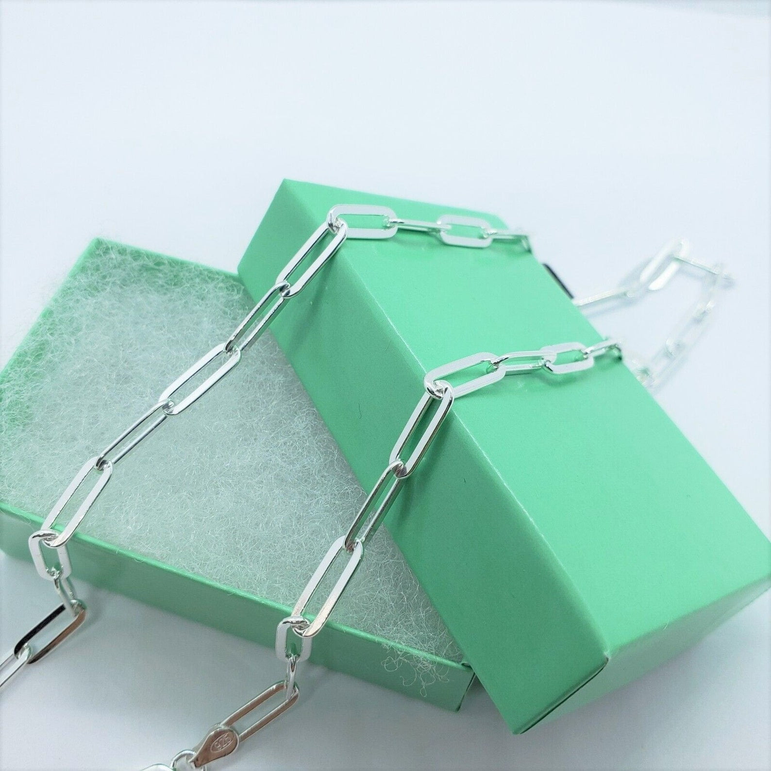927 Sterling Silver Paperclip Necklace Bracelet Chain 3mm