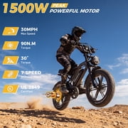Tamobyke S20 1500W Electric Bike for Adults,48V 15.6AH 30MPH Ebike,20 Fat Tire E-Mountain Bike with Full Suspension,UL2849