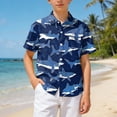 thumbnail image 5 of WUANDIXFA Hawaiian Shirts for Boys, Button Down Short Sleeve Tropical Print, Kids Summer Beachwear Tops 7-14 Years (Dark Blue, 11-12 Years), 5 of 7