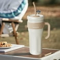 thumbnail image 4 of HBBKVI 42oz Water Bottle with Straw and Handle, Stainless Steel Flask Tumbler, Insulated Water Bottle Beige, 4 of 8