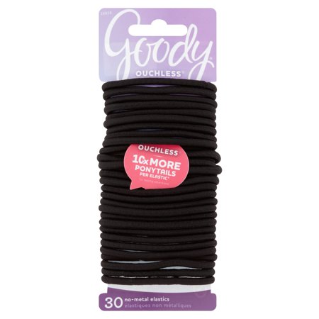 Goody Ouchless Black Hair Elastics No Metal Gentle Hair Ties 30 Ct