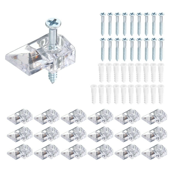 Uxcell Glass Retainer Clips Kit with Screw, 0.83 x 0.51" Glass Panel Fixing Clip for Fixing Cabinets, Clear 20pcs