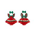thumbnail image 2 of Cenuakty  Girl  Watermelon Print Fly Sleeve Romper with Bowknot Hairband Summer Clothes, 2 of 9