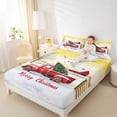 thumbnail image 4 of Homewish Merry Christmas Bed Sheets,Green Xmas Tree King Sheets,Red Farmhouse Truck Sheet Set For Gitls Kids,Microfiber Bedroom Decor,4-Piece, 4 of 7