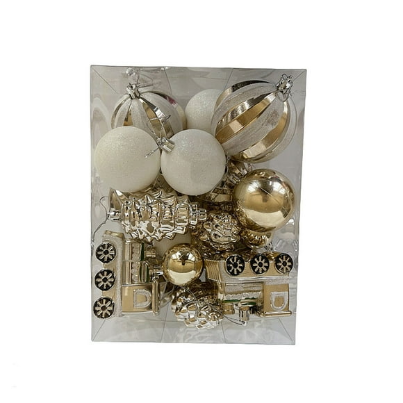 White Christmas Ornaments 21Pcs Electroplated White Champagne Christmas Hanging Balls Shaped Decorations for Festive Season White Christmas Decorations