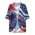thumbnail image 5 of UVEASISHA American Flag Cardigan Women 4th of July Plus Size Cardigans 3/4 Sleeve Casual Open Front Kimono Jacket Summer Flowy Beach Coverups Multicolor S, 5 of 6