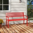 thumbnail image 1 of Costway 50 Inches Outdoor Metal Garden Bench with Geometric Lattice Backrest Armrests, 1 of 10